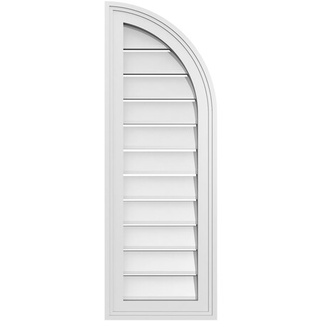 Ekena Millwork Quarter Round Top Right Surface Mount PVC Gable Vent w/ 2"W x 1-1/2"P Brickmould Frame, 12"W x 34"H GVPQR12X3402SF